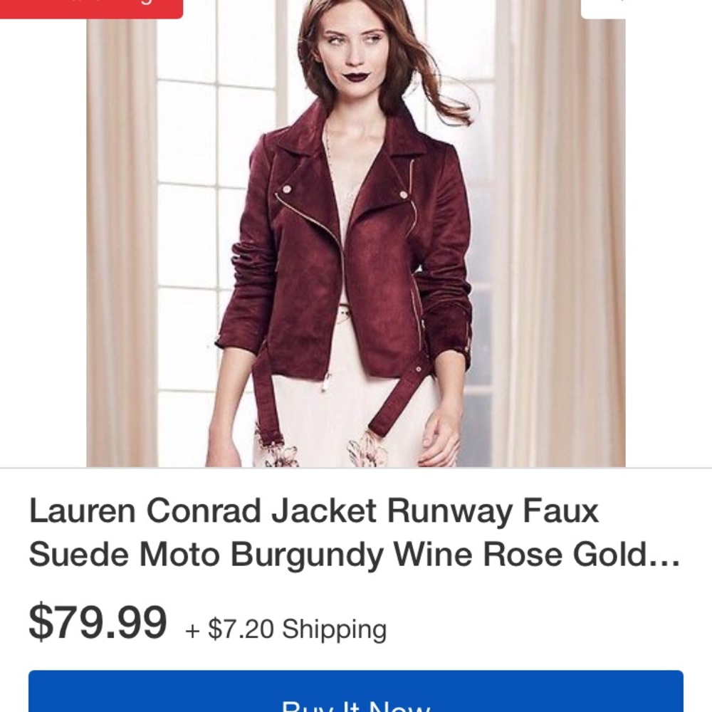 Lauren Conrad Runway burgundy Swede jacket